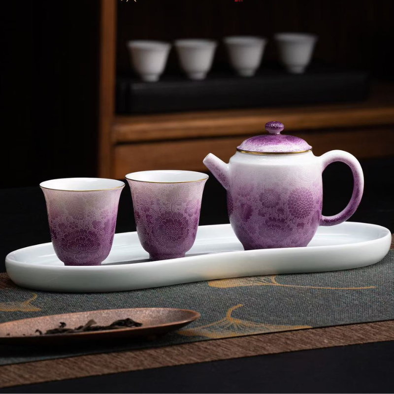 Artisano Hand-Carved Floral Spirit - "Twelve Flower Deities" Teaware Set