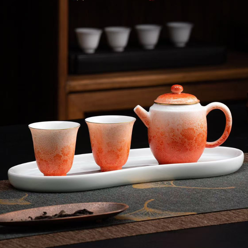 Artisano Hand-Carved Floral Spirit - "Twelve Flower Deities" Teaware Set