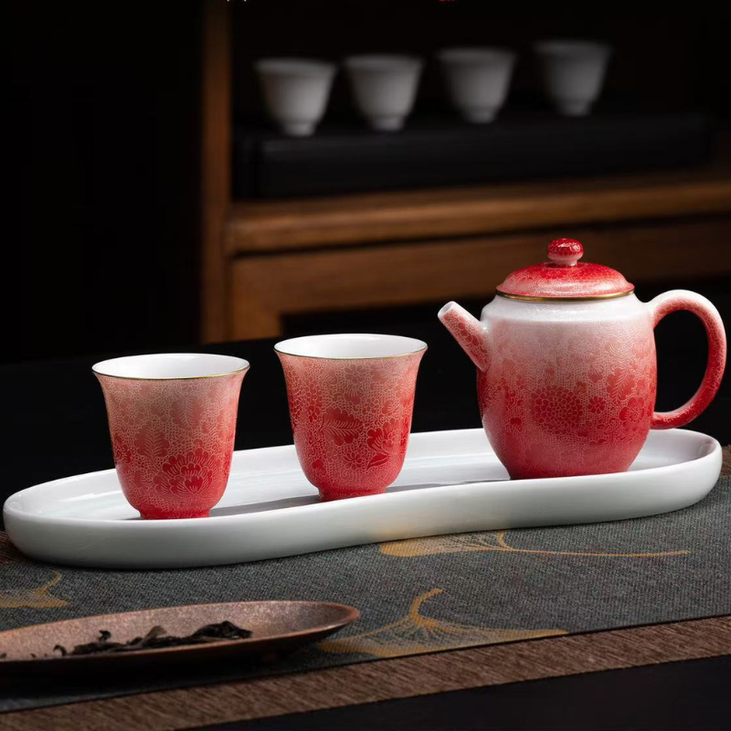 Artisano Hand-Carved Floral Spirit - "Twelve Flower Deities" Teaware Set