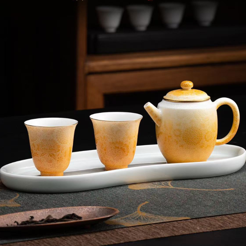 Artisano Hand-Carved Floral Spirit - "Twelve Flower Deities" Teaware Set