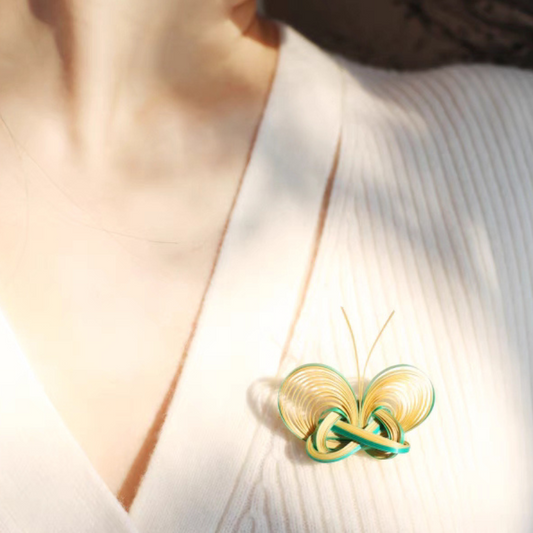 Bamboo Butterfly Brooch / Hair Clip — A Symbol of Rebirth and Eternal Freedom