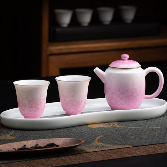 Artisano Hand-Carved Floral Spirit - "Twelve Flower Deities" Teaware Set