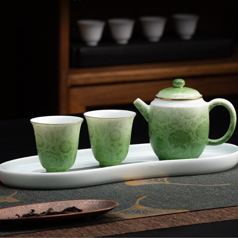 Artisano Hand-Carved Floral Spirit - "Twelve Flower Deities" Teaware Set